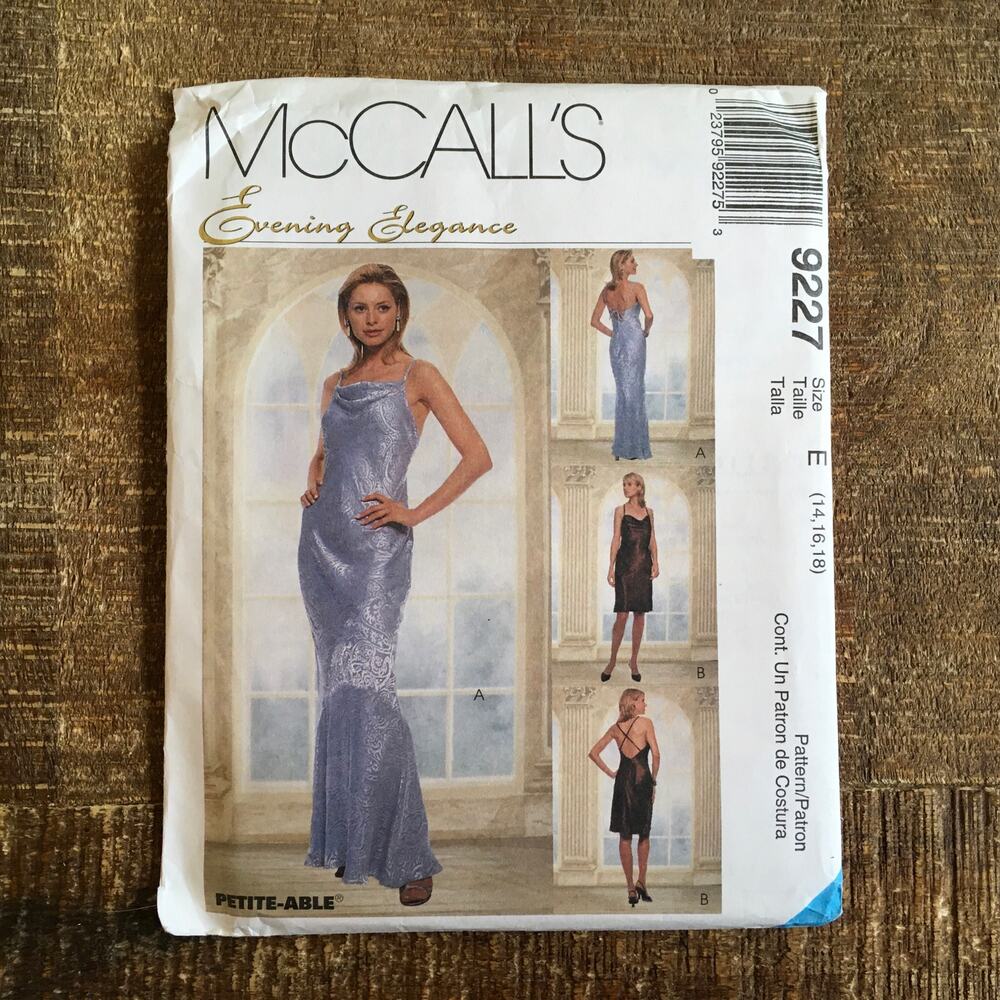 McCalls 9227 Red Carpet Style Cowl Neck Mermaid Evening Dress Pattern 14-18